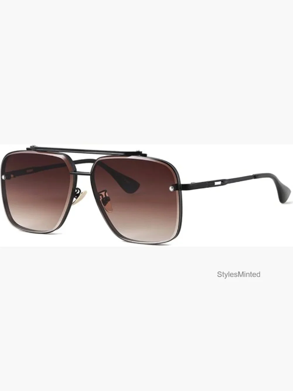 Oversized Square Aviator Metal Sunglasses 63mm UV400